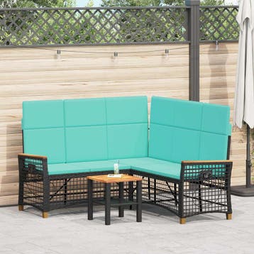 vidaXL Tuin ligbankset 5-Aantal zitplaatsen Zwart en, Tuin en Terras, Tuinsets en Loungesets, Verzenden, Nieuw, Rotan