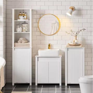 Witte Wastafel Onderkast Badkamer met 2 Deuren, Verzenden, Nieuw