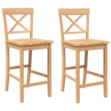 Barkrukken set 2st | Massief hout | Retourdeal 35% Korting, 60 tot 90 cm, Ophalen of Verzenden, Zo goed als nieuw, Hout