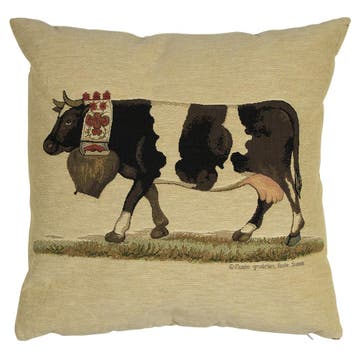 gobelin kussen almabtrieb koebel wit zwart 45x45cm, Verzenden, Nieuw