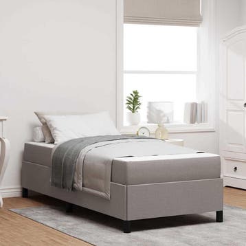 vidaXL Boxspringbed Taupe 90 x 200 cm Stof, Eenpersoons, Verzenden, Nieuw, Crème