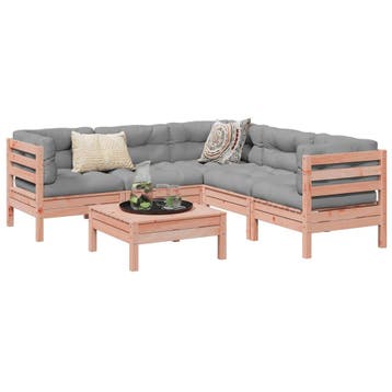 vidaXL 6-delige Loungeset met kussens massief douglas, Verzenden, Nieuw, Loungeset