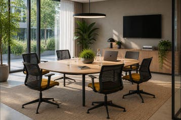 Steelcase Think vergaderstoel, zwart-okergeel, Huis en Inrichting, Stoelen, Ophalen of Verzenden, Gebruikt, Overige kleuren