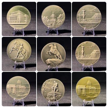 Penning - USSR Vintage Set of 9 Art Medals - Architecture &