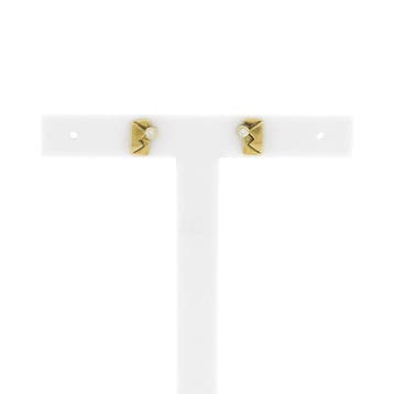 Gouden oorstekers met zirconia (Oorbellen), Gebruikt, Ophalen of Verzenden, Met edelsteen, Goud