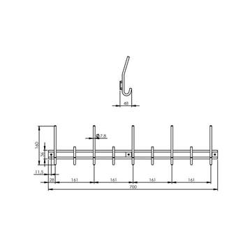 Intersteel Garderobe 9 haken - RVS, Verzenden, Nieuw