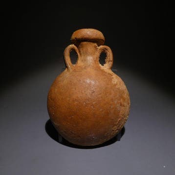 Oud-Romeins Terracotta Fijn juweel Piligrin Flask. 8,5 cm