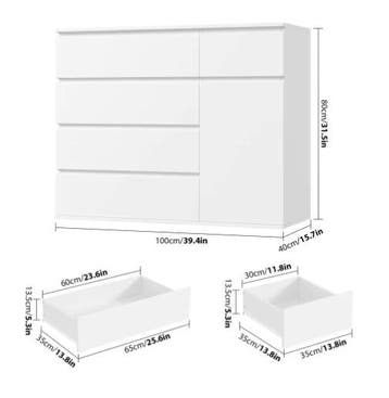 Hoge Ladekast met 5 Lades en 1 Deur – Modern Dressoir, Verzenden, Nieuw