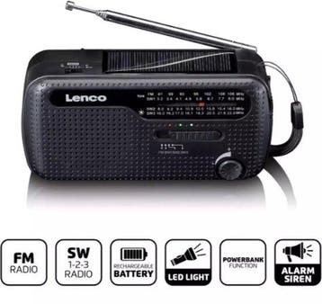 Lenco Noodradio - Draagbare opwindbare Radio - Radio op batt, Verzenden, Zo goed als nieuw