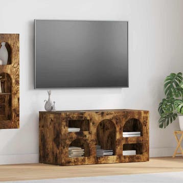 vidaXL TV-kast ELST 80 x 35 x 40 cm Gerookt eiken Bewerkt, Minder dan 50 cm, Verzenden, Nieuw, Minder dan 100 cm