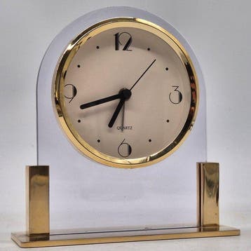 Klok - Moderne Quartz-Tischuhr – Acrylglas und Messing mit, Antiek en Kunst