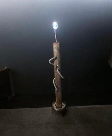Mr Vintage S B - Lamp - Staal, IJzer, Hout - Uniek stuk
