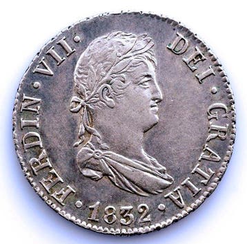 Spanje. Fernando VII. 2 Reales 2 reales 1832 Sevilla -, Postzegels en Munten