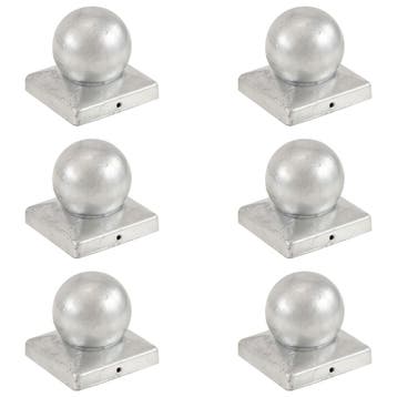 vidaXL Paalkappen 6 st bol 101x101 mm gegalvaniseerd metaal, Verzenden, Nieuw