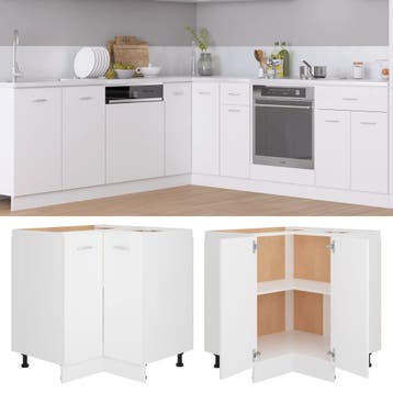 vidaXL Hoekonderkast Lyon 75,5x75,5x81,5 cm bewerkt hout wit, Huis en Inrichting, Keuken | Keukenelementen, Verzenden, Nieuw, Wit