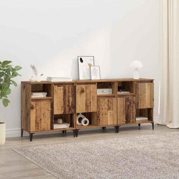 vidaXL Dressoirs 3 st Oud Hout 60 x 35 x 70 cm Bewerkt hout, Verzenden, Nieuw, 50 tot 100 cm, 25 tot 50 cm