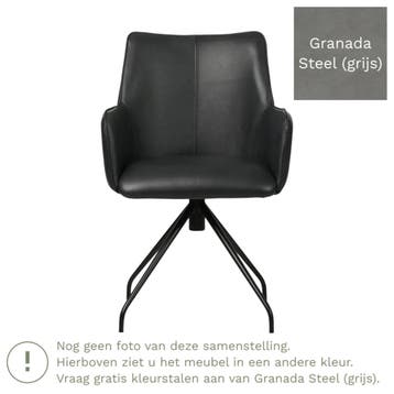 Leren eetkamerstoel Wave - Granada Steel (grijs) - Spinpoot, Bohemian, Eigentijds, Industrieel, Modern, Scandinavisch, Nieuw, Leer