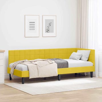 vidaXL Hoekbedframe Geel 80 x 200 cm Fluweel, Verzenden, Nieuw, Eenpersoons, Stof
