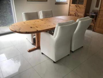 Set van 4 leren eetkamerfauteuils - met armleuning en, Huis en Inrichting, Stoelen, Ophalen of Verzenden, Nieuw, Leer