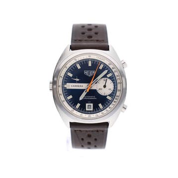 Heuer Carrera 1553 Automatic Chronograph; Vintage Heren H..., Overige merken, Polshorloge, Ophalen of Verzenden, Leer