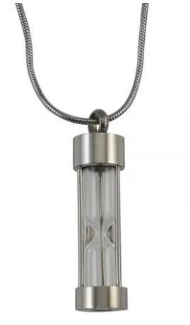 Assieraad, ashanger rvs zandloper met glas, Nieuw, Zilver, Overige materialen, Kruis of Symbool