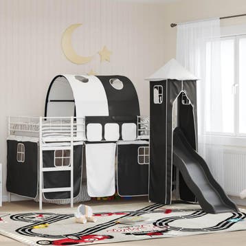 vidaXL Stapelbed voor kinderen Effen Wit en zwart 80 x 200, Eenpersoons, Verzenden, Wit, Nieuw
