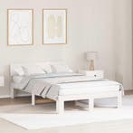 vidaXL Bedframe met hoofdeinde Wit 135 x 190 cm Massief, Huis en Inrichting, Slaapkamer | Bedden, Verzenden, Nieuw, Wit, Hout