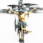 Crucifix - Brons, Emaille - 1980-1990 - Geïnspireerd door, Antiek en Kunst