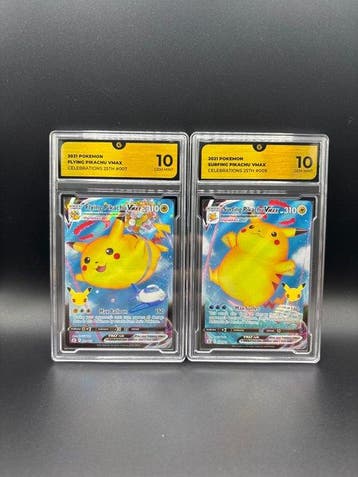 Pokémon - 2 Graded card - Flying Pikachu, Surfing Pikachu, Nieuw
