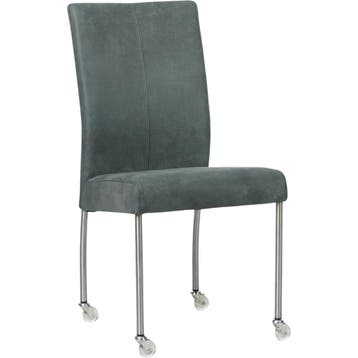 Set van 8 Leren eetkamerstoelen Comfort met wieltjes -, Ophalen of Verzenden, Nieuw, Leer