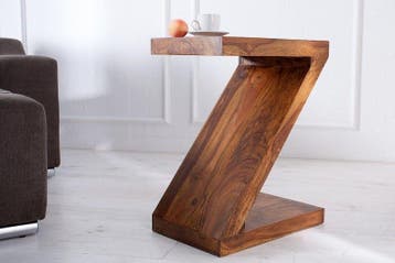 Massief houten bijzettafel Z 45cm Sheesham steenafwerking, Ophalen of Verzenden, Nieuw