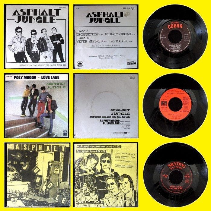 Asphalt Jungle - Complete 7 oeuvre, all their 3 singles/EP, Cd's en Dvd's, Vinyl Singles