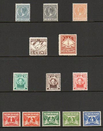 Nederland 1924 - Diverse series postfris 1924, Postzegels en Munten, Postzegels | Nederland, Gestempeld