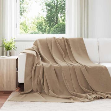 vidaXL Gooi Deken Kameel 220 x 240 cm Fleece, Verzenden, Nieuw, Bruin