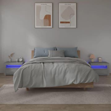 vidaXL Nachtkastje 2 st met LED-verlichting 60x35x40 cm, Minder dan 45 cm, Verzenden, Nieuw, Minder dan 55 cm