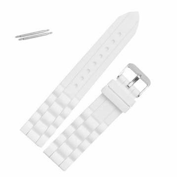 Fako - Horlogebandje - Siliconen - 20mm - Wit, Verzenden, Nieuw