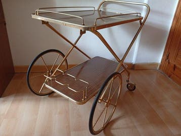 Serveerwagen - Hout, Metaal - Vintage serveerwagen, Nieuw