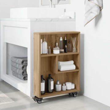 vidaXL Opbergtrolley smal 48x13x68 cm bewerkt hout, Huis en Inrichting, Kasten | Boekenkasten, Verzenden, Nieuw, Overige houtsoorten