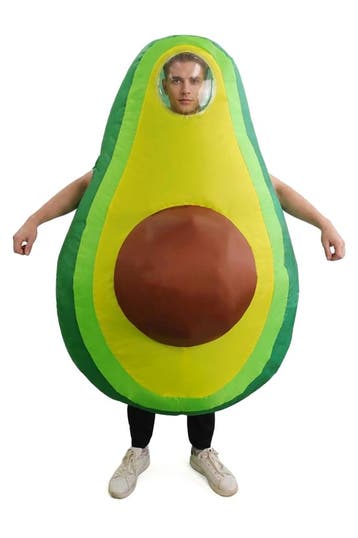 KIMU® Opblaas Kostuum Avocado Pak Opblaasbaar Pak Avocadopak, Carnaval, Nieuw, Overige maten, Ophalen of Verzenden