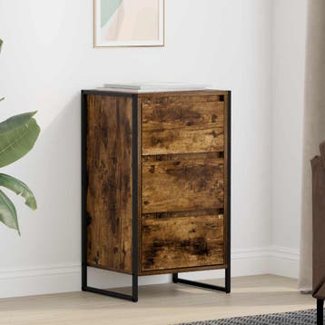 vidaXL Dressoir Rook Eik 42 x 36 x 75.5 cm Bewerkt hout, Huis en Inrichting, Kasten | Dressoirs, Verzenden, Nieuw, Overige houtsoorten