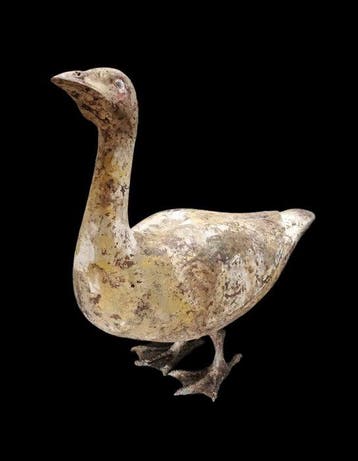 Oud-Chinees - Han-sculptuur - Gans met bronzen poten -
