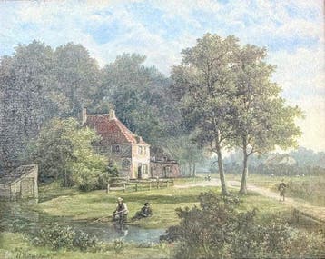 Hendrik Barend Koekkoek (1849-1909) - Angler By A Stream