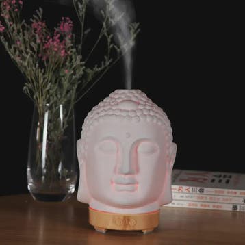 Buddha Hoofd Aroma Diffuser met Nachtlampje - 100ml Etherisc, Verzenden, Nieuw