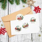 Sluitstickers kerstetiketten merry christmas kersttrein rond, Ophalen of Verzenden, Nieuw