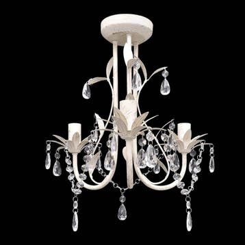 vidaXL Kristallen kroonluchter met wit elegant design (3, Huis en Inrichting, Lampen | Kroonluchters, Verzenden, Nieuw