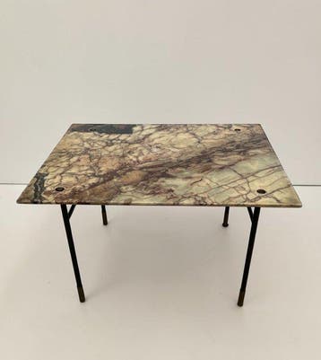Middentafel - Messing, Marmer - Marmeren blad met warme