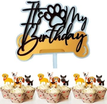 Cupcake en taart toppers Its My Barkday 13-delig, Dieren en Toebehoren, Verzenden, Nieuw