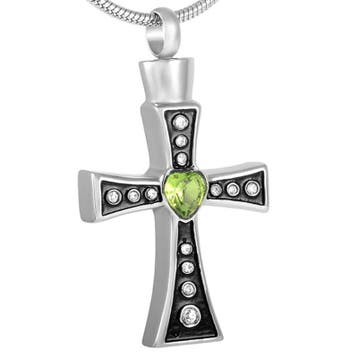 Assieraad, ashanger Keltisch kruis zwart (groene steen), Nieuw, Zwart, Overige materialen, Kruis of Symbool