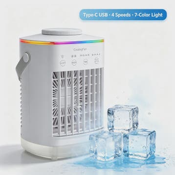 Draagbare Mini Air Cooler met Verneveling en LED Nachtlampje, Verzenden, Nieuw in verpakking
