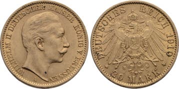 20 Mark 1910 A Pruisen Wilhelm Ii 1888-1918, Verzenden